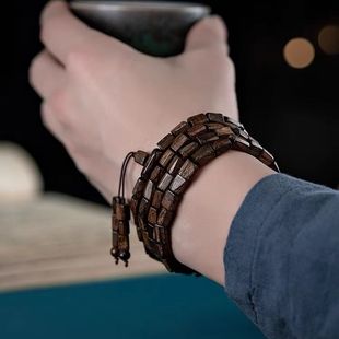 沉水级印尼达拉干沉香随形手链保真老料沉香木女男款多圈桶珠手串