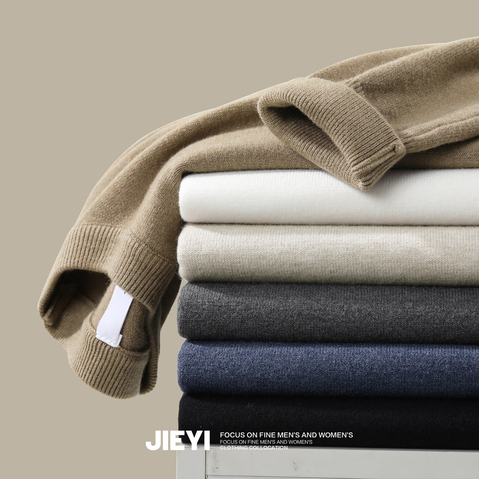 JIEYI 冬季轻奢品质保暖羊毛衫男士复古修身圆领内搭韩版针织毛衣,男装,针织衫/毛衣,淘宝优惠券,粉丝福利购,淘宝优惠卷