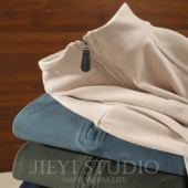 打底衫 JIEYI 气质外穿长袖 卫衣保暖德绒磨毛半拉链cleanfit上衣男