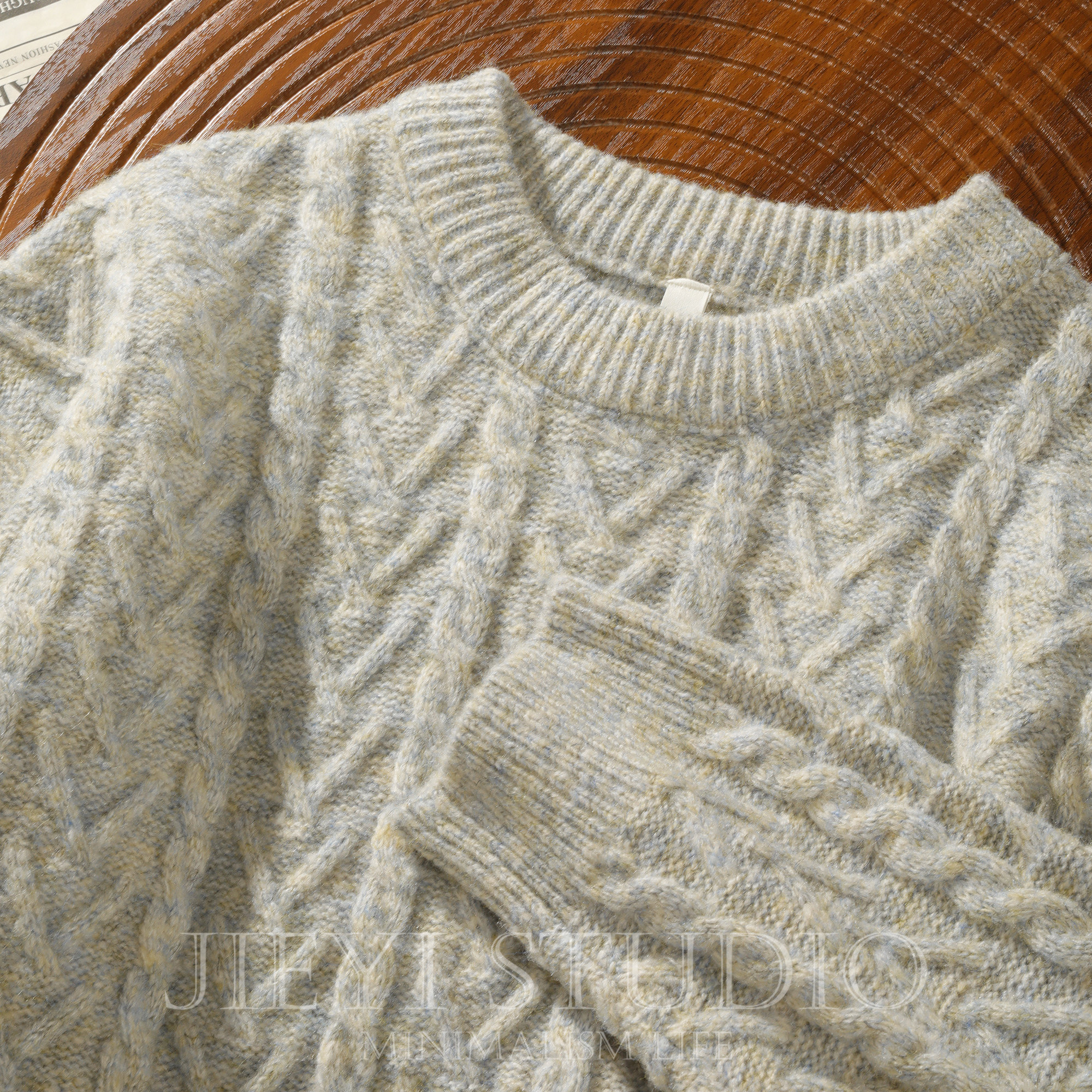 JIEYI 混色彩点提花保暖重磅毛衣男士圆领套头麻花肌理个性针织衫,男装,针织衫/毛衣,淘宝优惠券,粉丝福利购,淘宝优惠卷