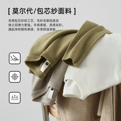 介乙 纯色百搭男士内搭法式针织衫时尚修身打底衫冬季圆领毛线衣