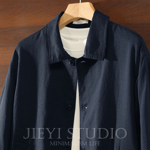 纯色上衣亚麻夹克衫 JIEYI 百搭男款 高级感外套秋季 天丝莱赛尔时尚