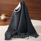 男士 JIEYI 假两件拼色重磅针织衫 6支彩丝弹力海马毛雅绅竖纹毛衣