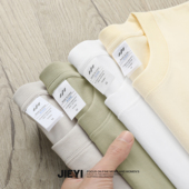 2025秋季 新款 纯色T恤衫 JIEYI 男简约日韩系百搭纯棉长袖 圆领上衣