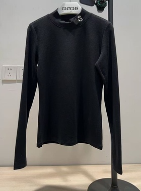 晴乌丫25冬款「伤心小熊」天丝羊毛半高领长袖T恤UY25432T199138