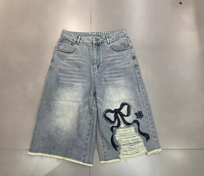 福d~2026春季新款牛仔裤女士破洞中裤2610N31680