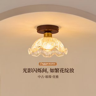 走廊灯过道灯中古风轻奢氛围灯具法式 复古入户玄关阳台吸顶灯