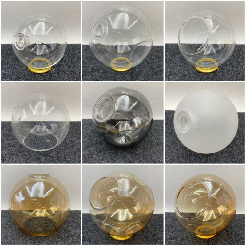 g9玻璃透明灯罩配件 魔豆圆球形吊灯e27螺口烟灰琥珀茶色灯具外壳