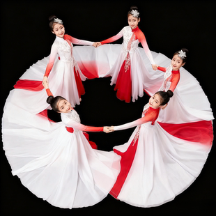 儿童开场舞大摆裙演出服万疆灯火里 中国舞蹈合唱服现代舞表演服