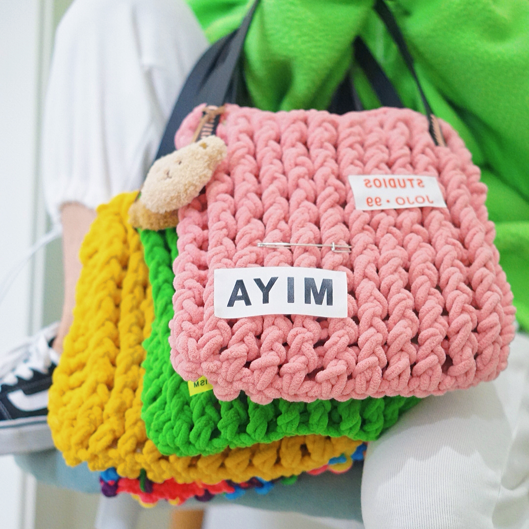 希妈手作 diy手工编织自制冰条线手提休闲包包毛线全套钩针材料包