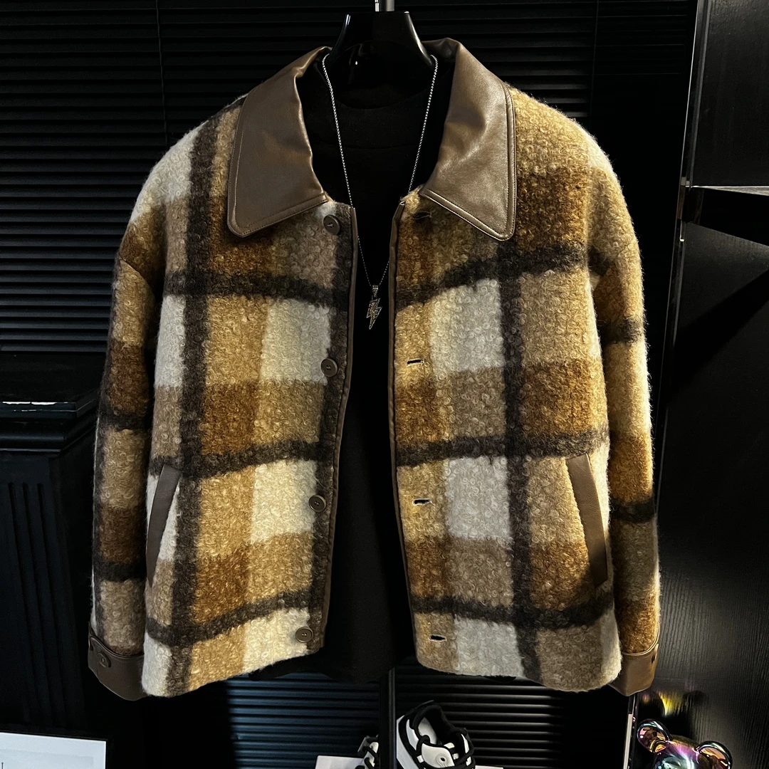 YY-男士美拉德颗粒质感宽松时尚百搭潮流简约棉服男士夹棉加厚