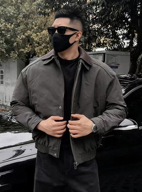 【大壮专属】冬季新款设计师款螺纹双层领防风棉服夹克男 C3623