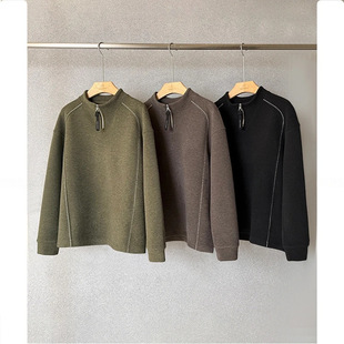 纯色立领卫衣5202 磨毛加厚明线半拉链立领卫衣 直播款 冬季