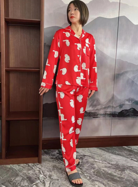 柔师羽家居服女士春夏新款冰雪丝长袖睡衣套装99208