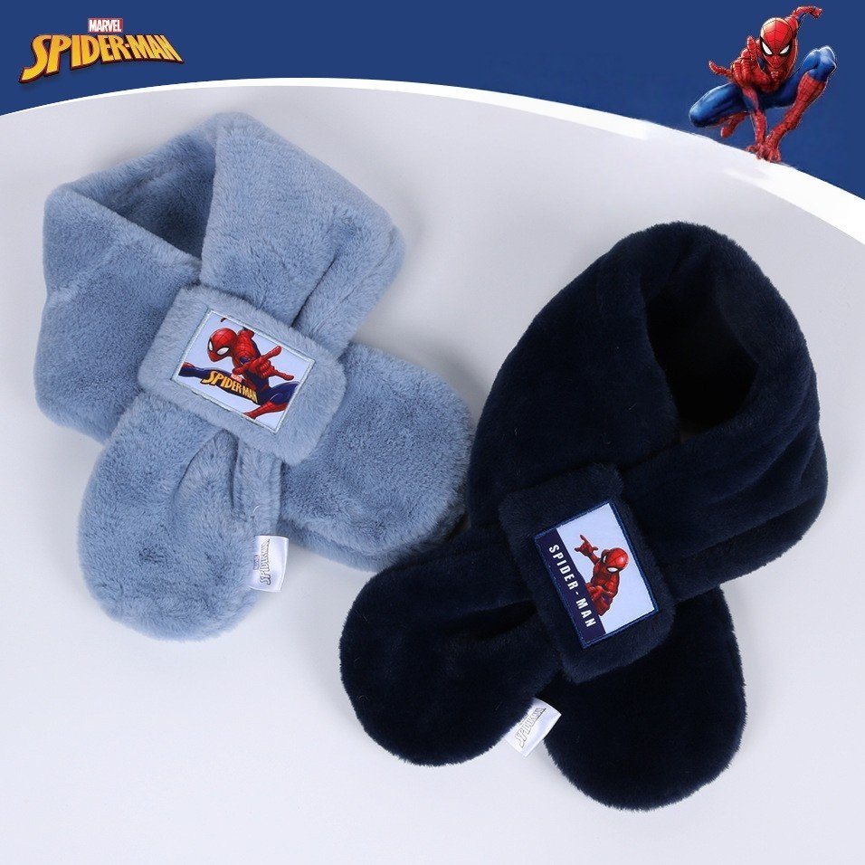 儿童蜘蛛侠围巾冬季韩版毛绒卡通蜘蛛人加厚围脖套户外防风保暖女