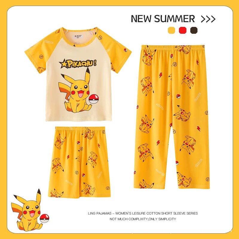 皮卡丘儿童夏季睡衣家居服