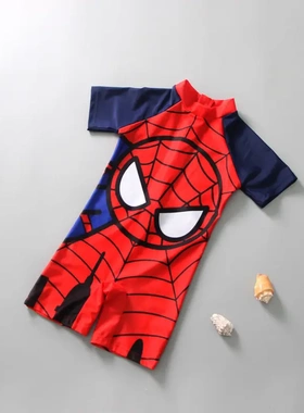儿童蜘蛛侠连体泳衣防晒速干卡通蜘蛛人游泳衣温泉户外可爱新款男