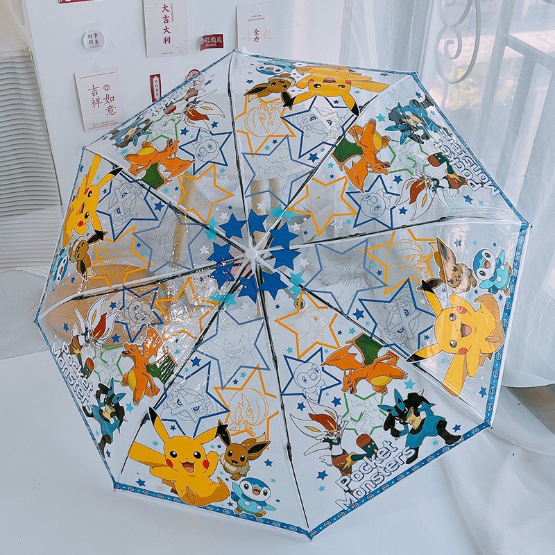 儿童神奇宝贝透明雨伞三折伞
