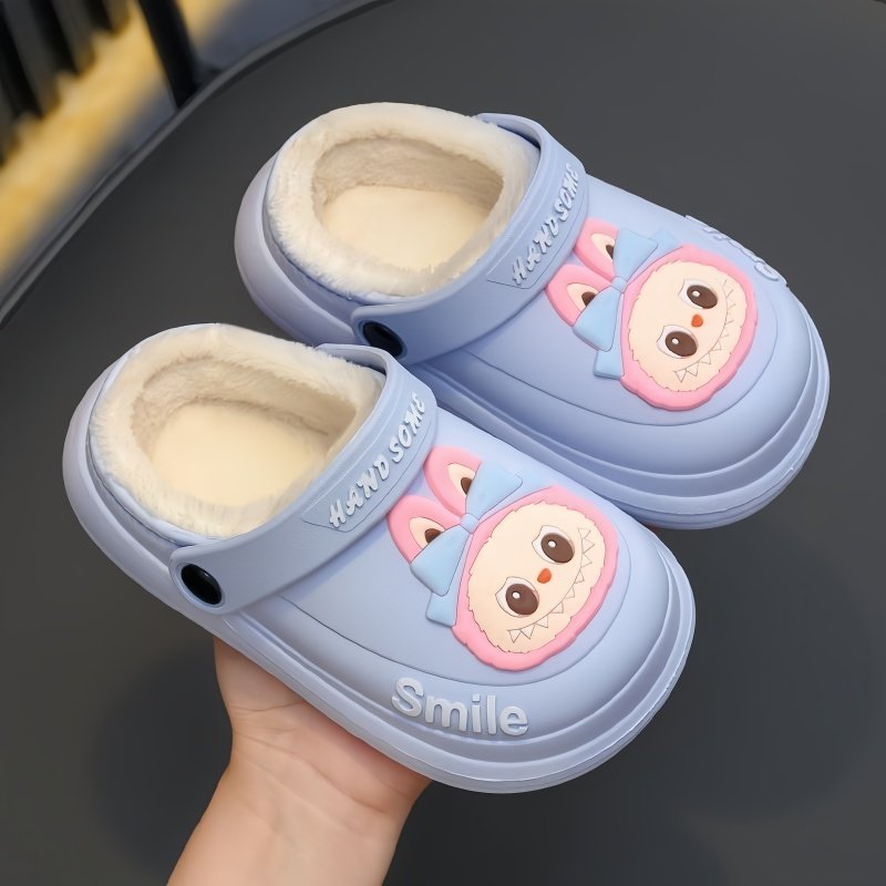 拉布布卡通防水棉拖鞋保暖labubu学生家居鞋毛绒棉拖冬季可爱女孩