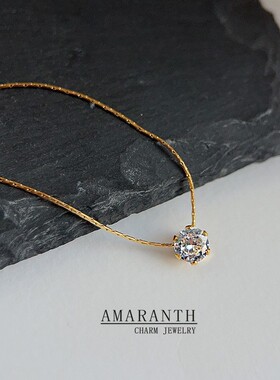ins气质温柔闪钻锆石项链单钻