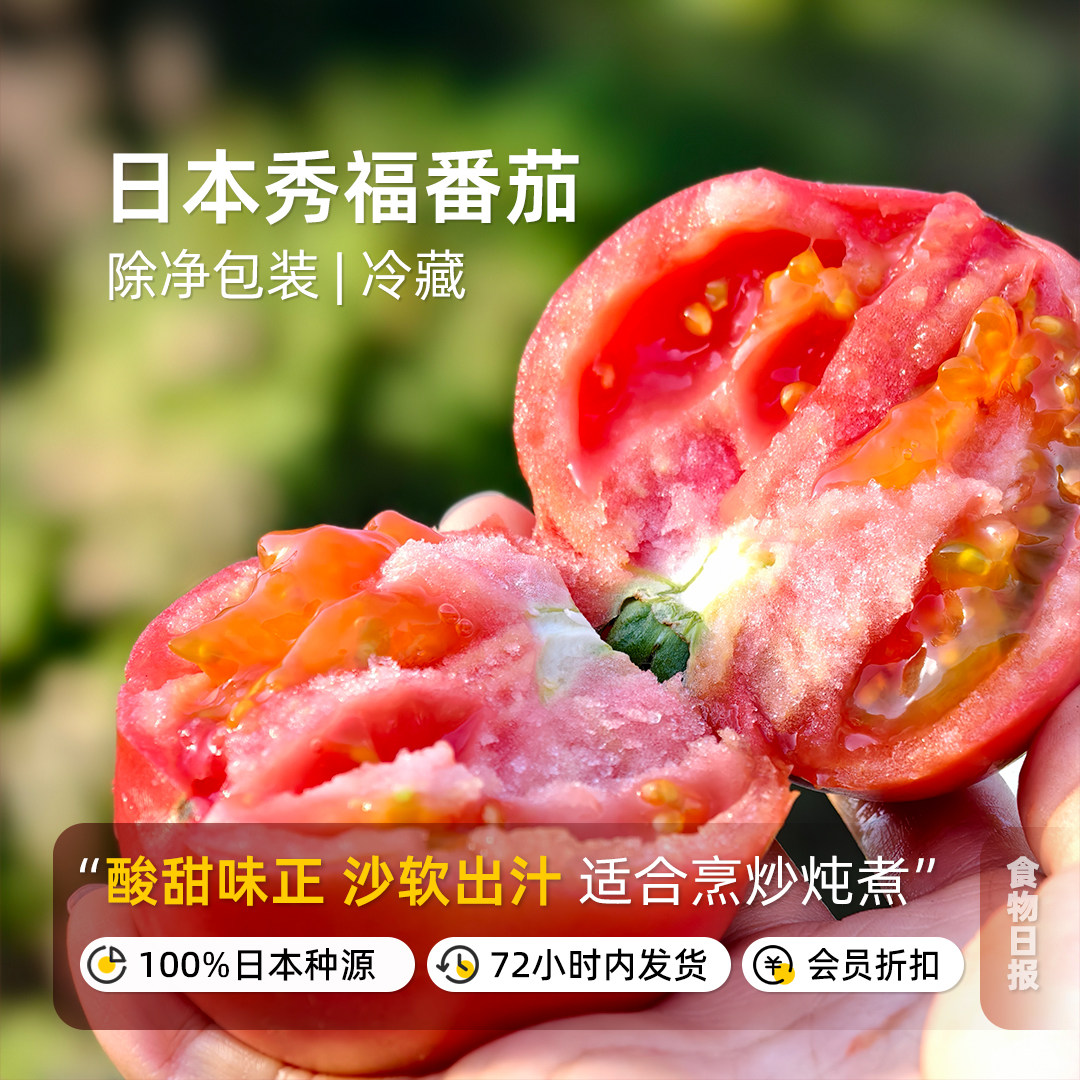 食物日报日本秀福番茄自然熟沙瓤西红柿子适合炒鸡蛋炖肉煲汤出沙