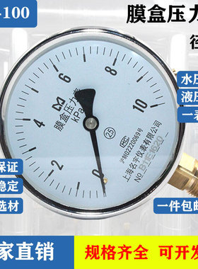 上海名宇YE100膜盒压力表 0-10/16/25/40/60KPA千帕表天然气专用
