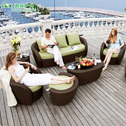 现代户外露天阳台藤编沙发三人藤沙发藤椅酒店藤家具庭院简约沙发