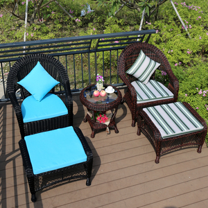 户外桌椅庭院藤椅室外休闲花园桌椅阳台露台塑木藤编桌椅三件套