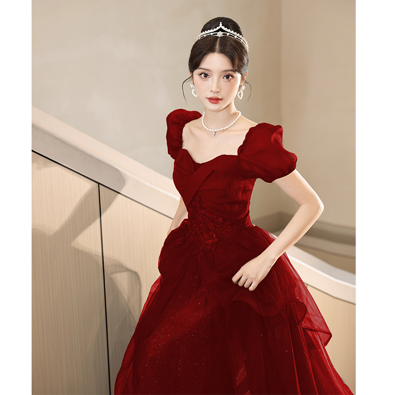  Burgundy, with short sleeve+S  