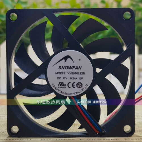 SNOWFAN YY8010L12B 12V 0.24A 8010 8CM CPU 机箱 电源散热风扇