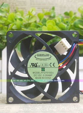 原装EVERFLOW 7015 7cm R127015DU 12V 0.30A CPU 机箱 散热风扇