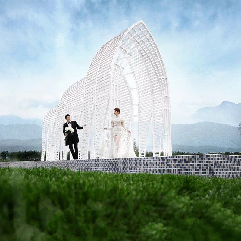 水上教堂婚纱摄影实景道具外景拍照场景网红打卡