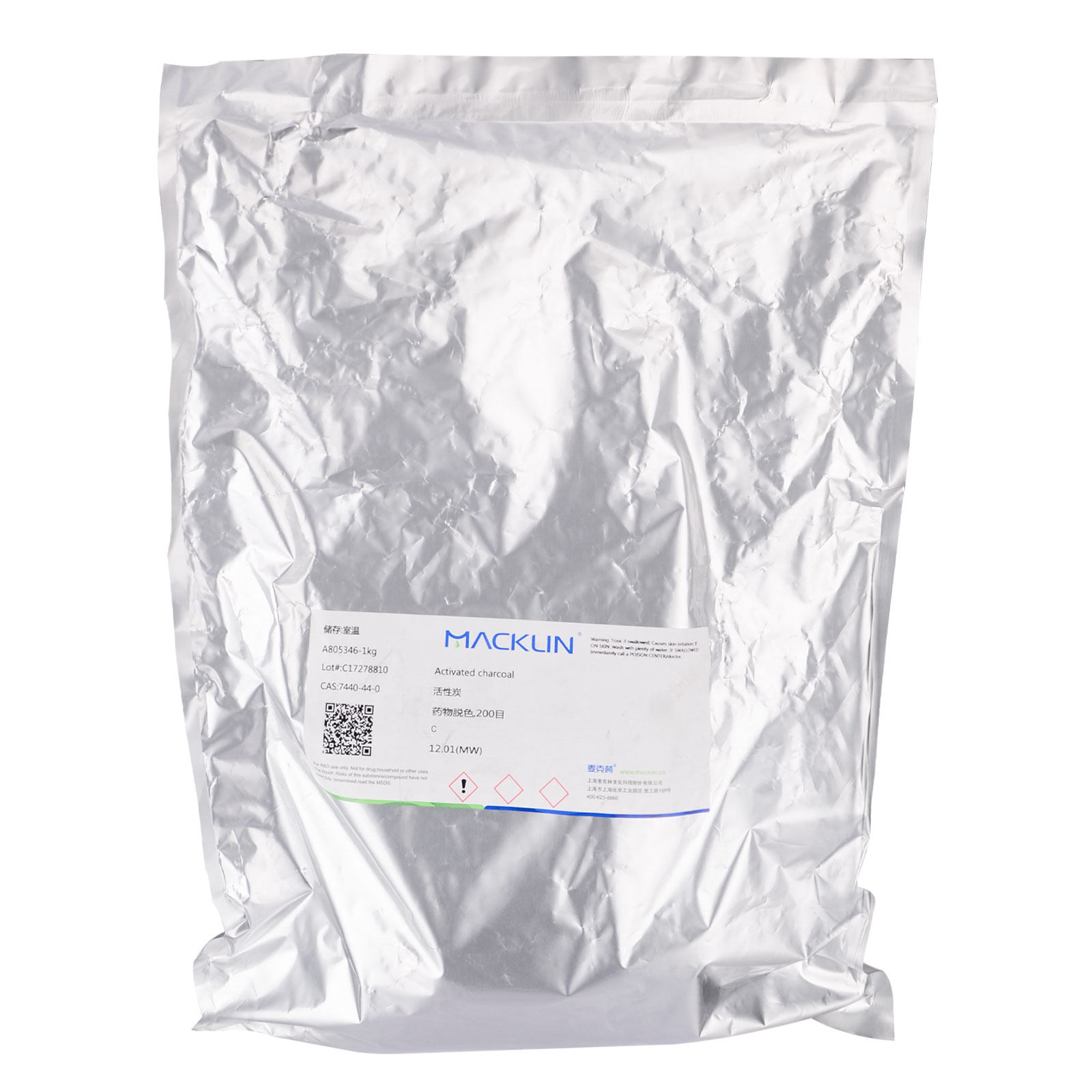 Macklin活性炭1kg 药物脱色200目 化学实验试剂7440-44-0 麦克林