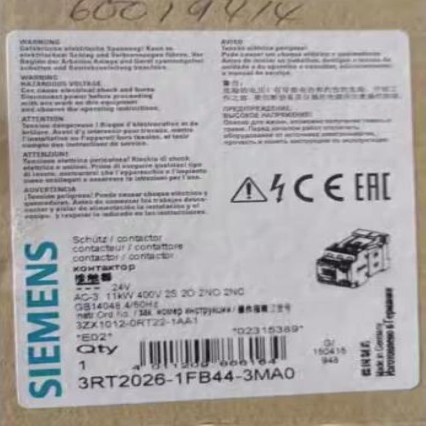 原装正品接触器3RT2026-1FB44-3MA0现货3RT2025-2BB44询价