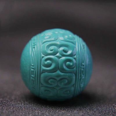 湖北绿松石回纹高瓷蓝白变色散珠