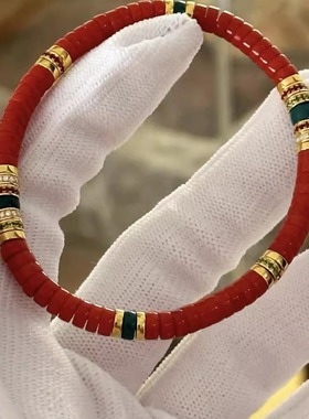 2024龙年网红爆款：精品南红瓦直切药片隔片手链男女款文玩手串