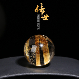 多宝散珠单珠12 14 16 18 20mm巴西钛晶猫眼金发晶板状钛晶 多宝