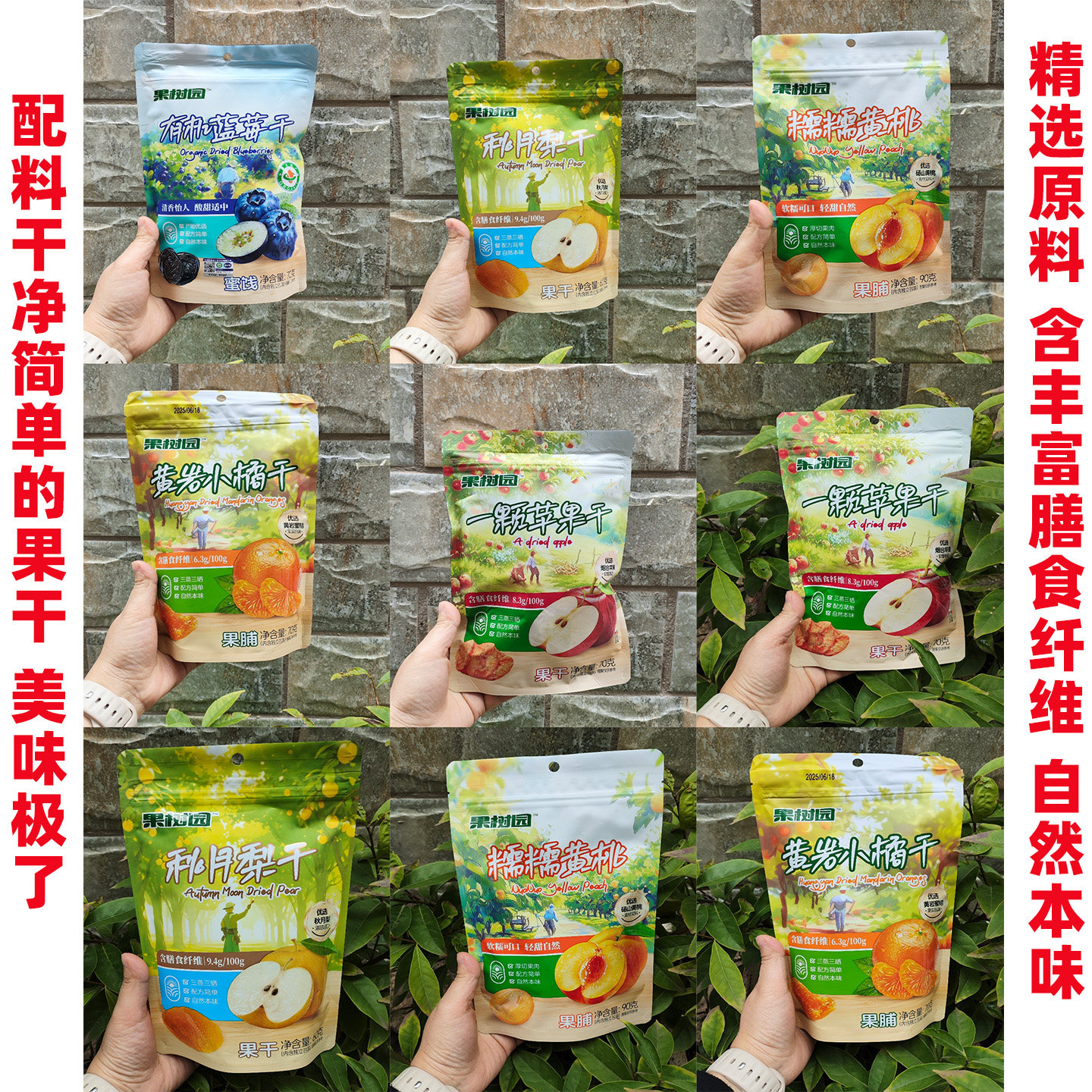 3袋果树园秋月梨干苹果干黄桃干黄岩小橘干有机蓝莓干精选好原料