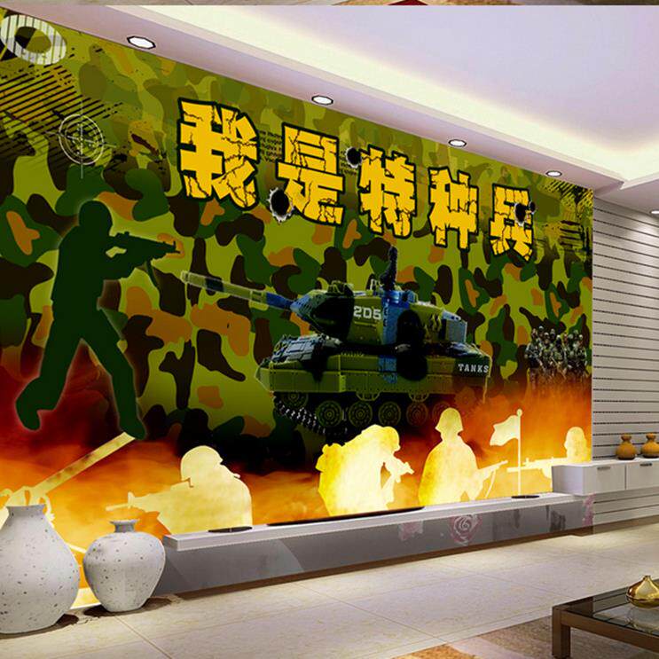 3d特种兵房间迷彩壁画军事主题餐厅酒吧火锅店墙纸烧烤店装饰壁纸