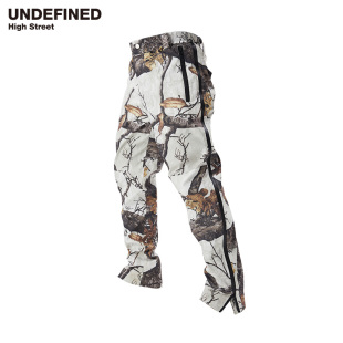 UNDEFINED秋冬户外徒步防泼水枯叶迷彩侧拉链双层面料软壳长裤