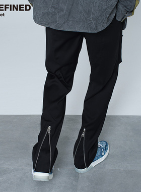 Undefined collection拉链装饰口袋裤脚后背开叉潮牌西装长裤