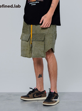 undefined自主重磅readymade风格做旧军布潮裤立体口袋工装短裤