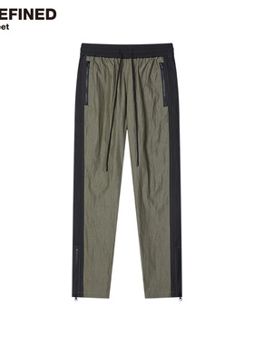 UNDEFINED夏季美潮速干褶皱面料拉链开衩廓形微锥休闲裤薄款长裤