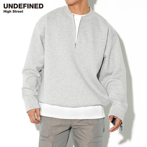 undefined圆领长袖丝绒拼接卫衣