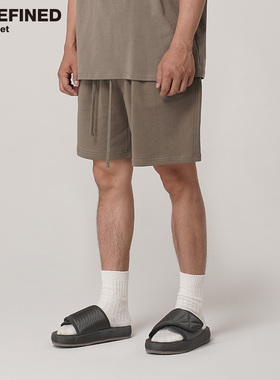 UNDEFINED HIGH STREET潮牌简约大地色系纯色美式五分运动短裤