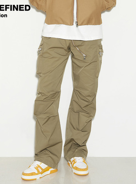UNDEFINED潮牌防风透气多拉链装饰宽松版型阔腿伞兵裤工装长裤