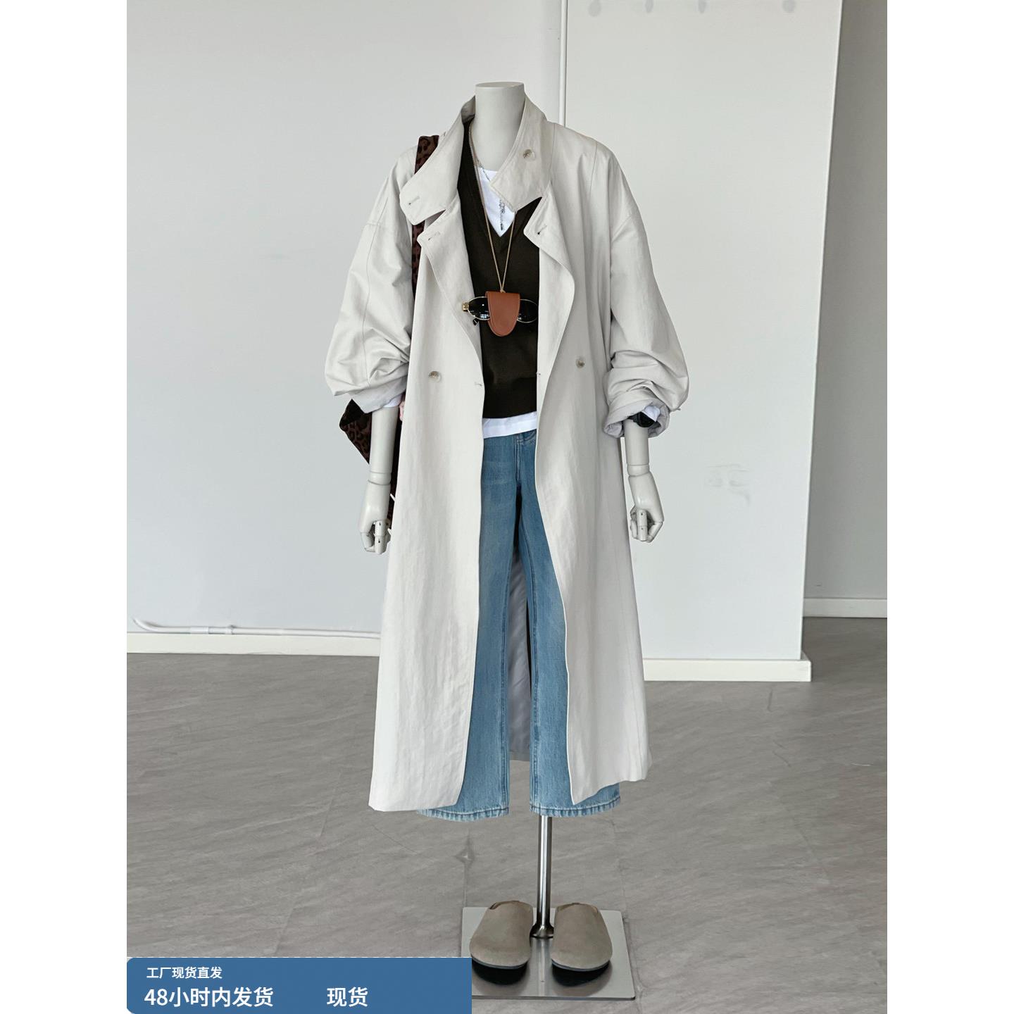 韩版正流行风衣外套女2025春秋季新款巨好看小个子爆款薄款中长款