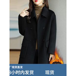 超好看的夹新款加厚新款呢大衣女士2025新款秋冬装中长款黑色呢子