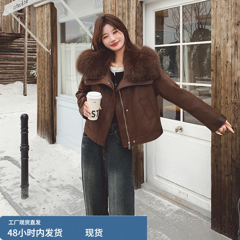 咖色复古毛领加厚羽绒服女2025冬季新款韩版保暖显瘦90白鹅绒外套