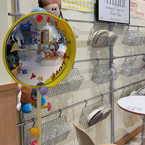 卡通印花圆形装饰镜DIY手工摆件